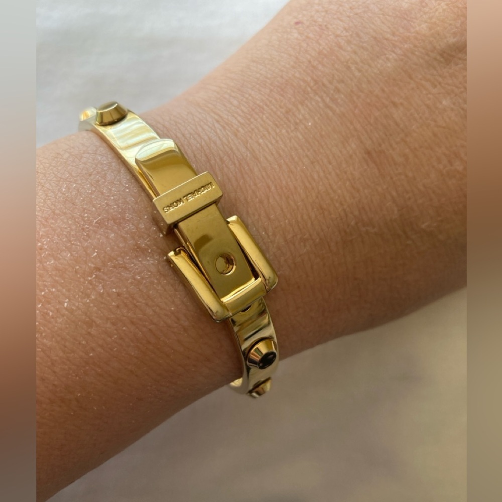 Michael Kors Buckle Designed Hinged Bangle Bracelet